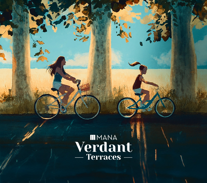 Aerial view of Mana Skanda luxury apartments in Bangalore by Mana Projects. Residential project with lake & greenery. The Right Life.