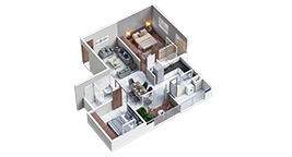 Thumbnail of a smart 2-BHK floor plan designed for young urban families